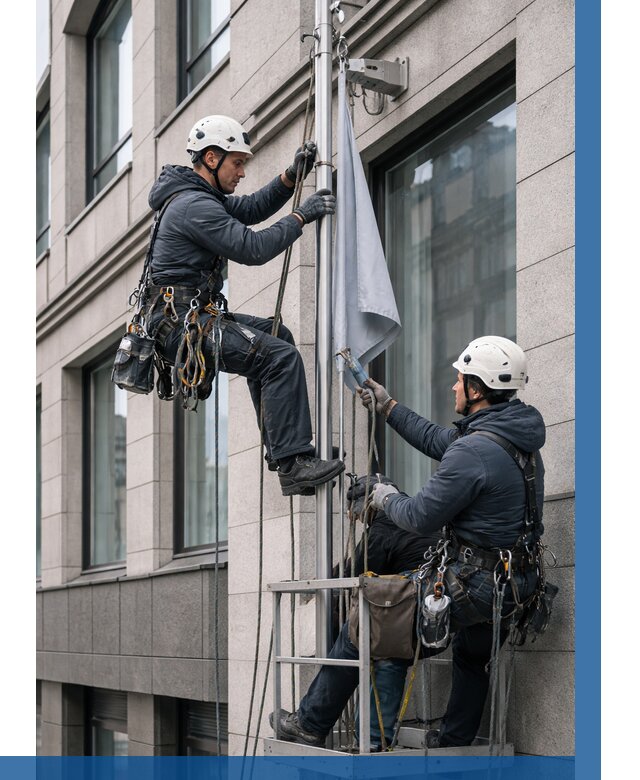 Установка флагов на фасаде в Усинске от 4607 р. | ВЫСОТНИК-Снс