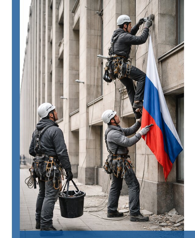 Профессиональная установка флагов на фасаде в Усинске