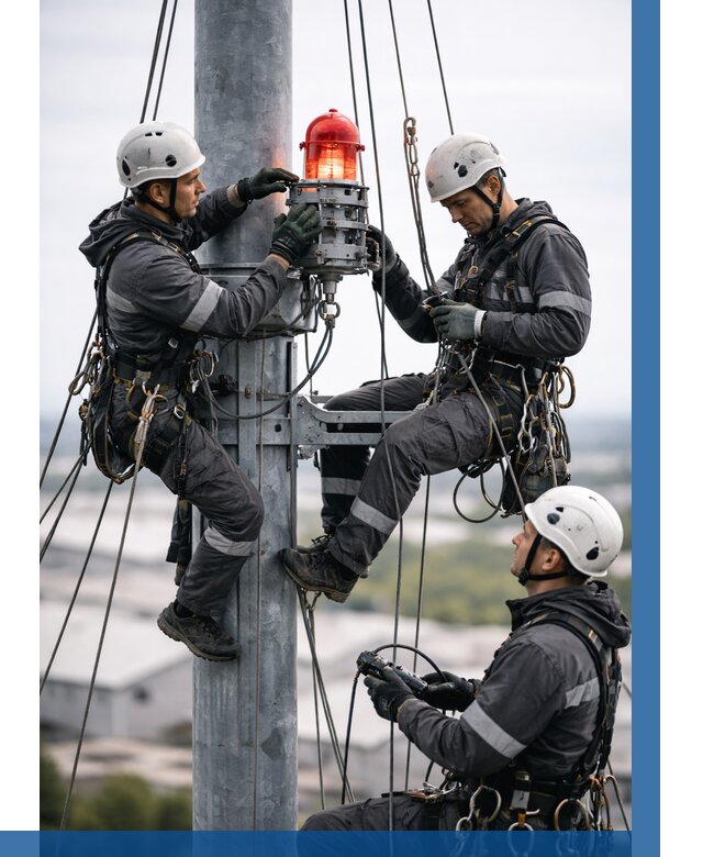 Монтаж заградительных огней в Усинске от 8702 р. | ВЫСОТНИК-Снс