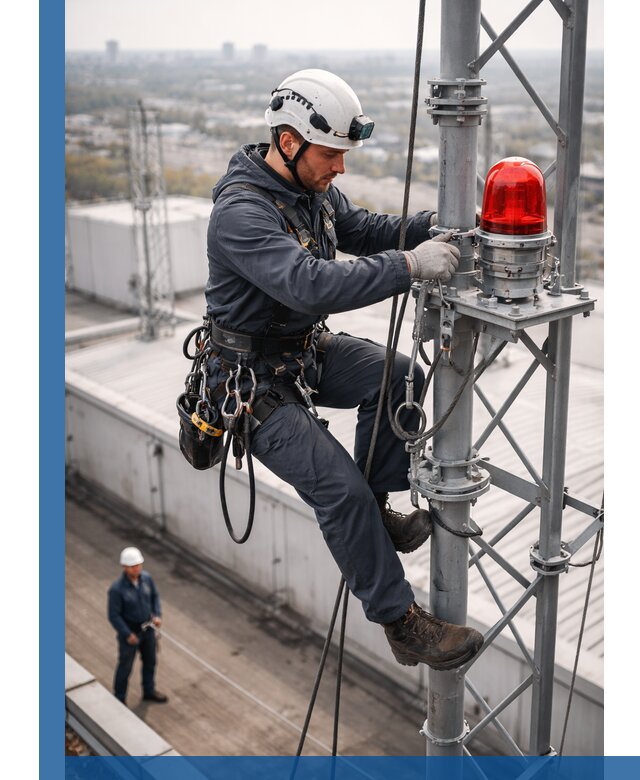 Монтаж заградительных огней и обслуживание объектов в Усинске