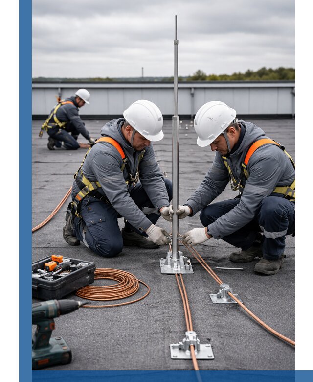 Монтаж молниезащиты на кровле в Усинске под ключ с гарантией