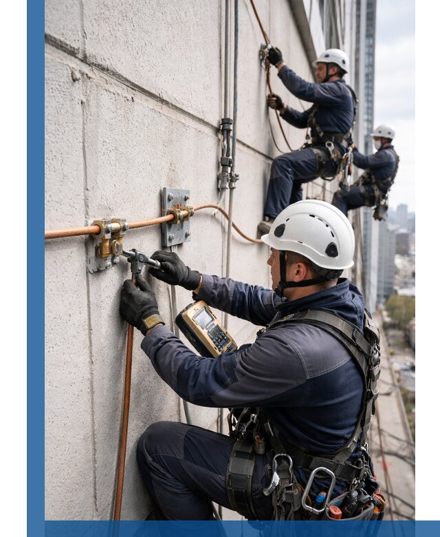 Монтаж системы заземления здания и молниезащиты в Усинске