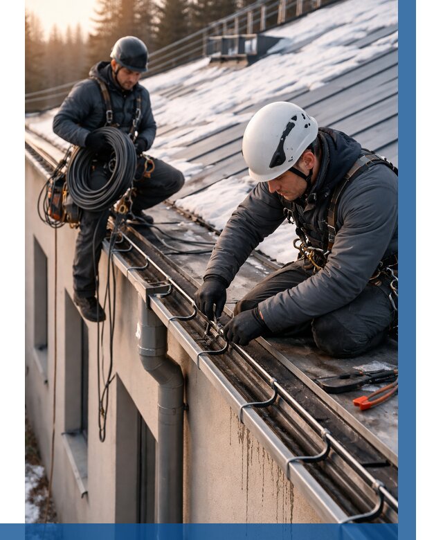 Монтаж греющего кабеля на кровле в Усинске от 461 р. | ВЫСОТНИК-Снс
