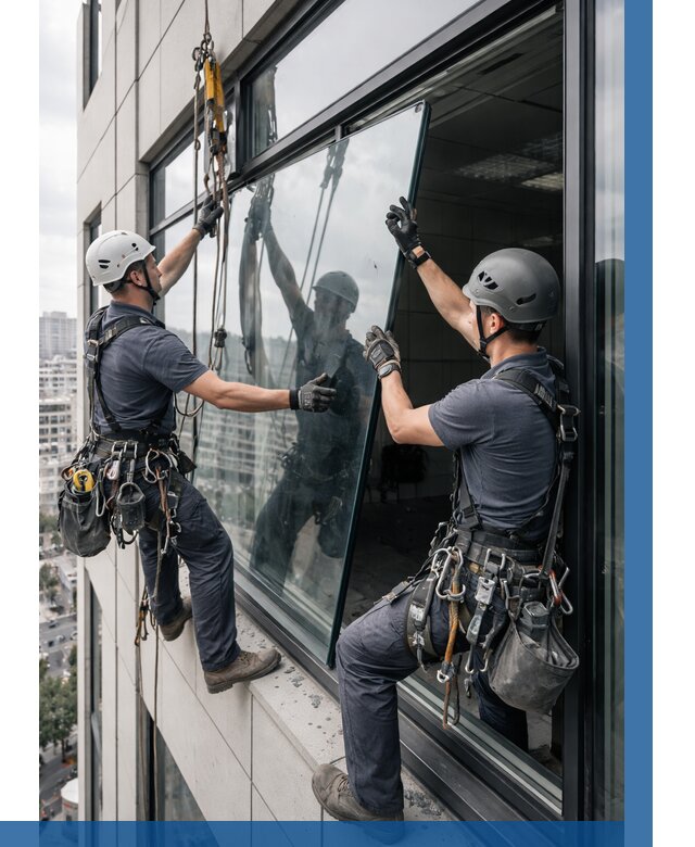 Замена стеклопакетов на высоте в Усинске от 5631 р. | ВЫСОТНИК-Снс