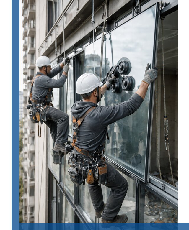 Витражное остекление фасадов и лоджий в Усинске под ключ