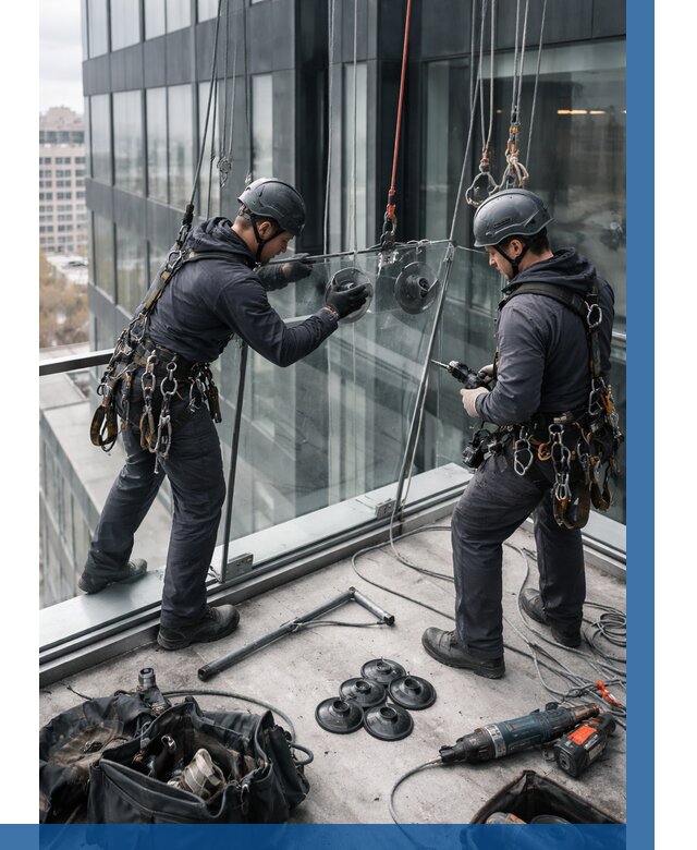 Монтаж стеклянных ограждений в Усинске от 2560 р. | ВЫСОТНИК-Снс