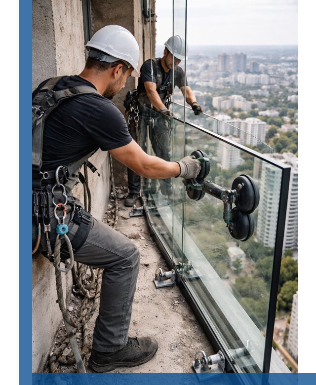 Монтаж стеклянных ограждений под ключ с гарантией в Усинске