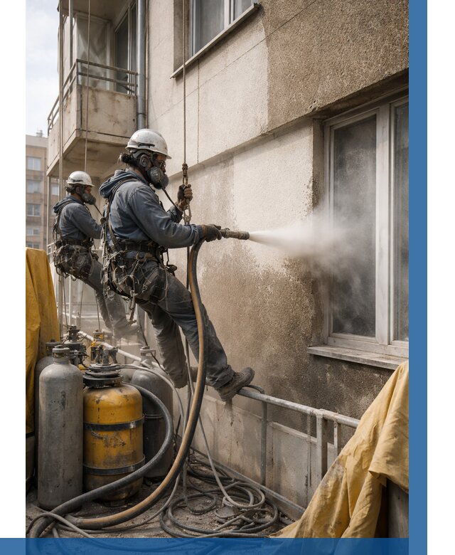 Пескоструйная очистка фасада в Усинске от 665 р. | ВЫСОТНИК-Снс