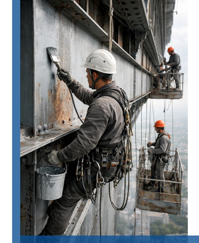 Покраска металлоконструкций на высоте в Усинске профессионально