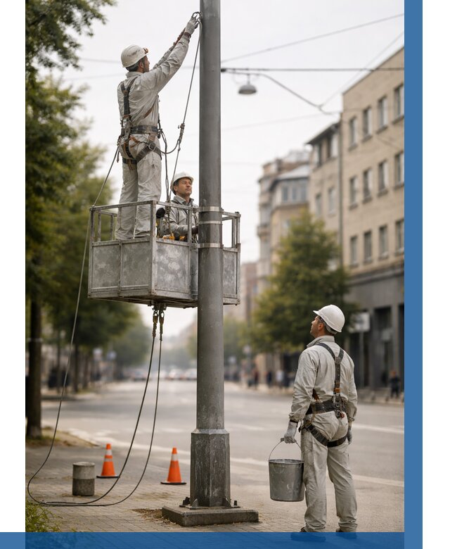 Покраска опор освещения в Усинске от 5119 р. | ВЫСОТНИК-Снс
