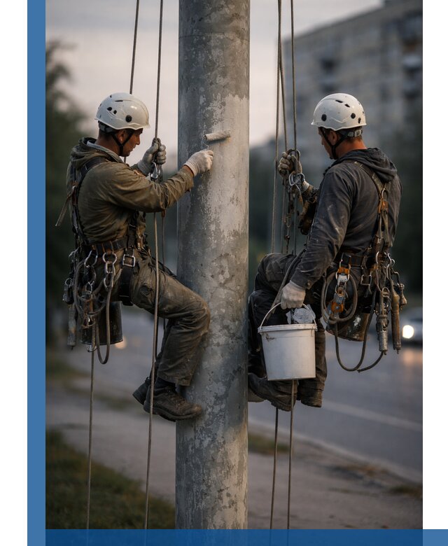 Покраска опор освещения и антикоррозийная защита в Усинске