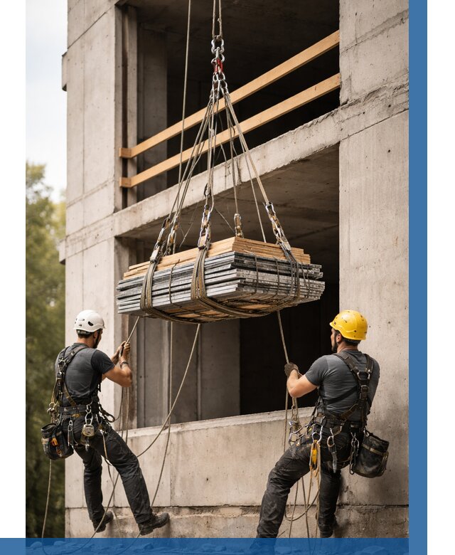 Подъем материала на этаж веревками в Усинске от 1536 р. | ВЫСОТНИК-Снс