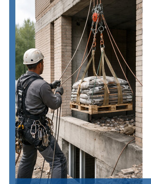 Подъем материалов на этаж веревками в Усинске оперативно