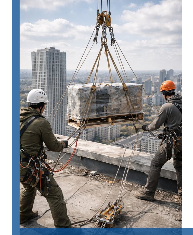 Подъем и монтаж крупногабаритных грузов на крышу в Усинске