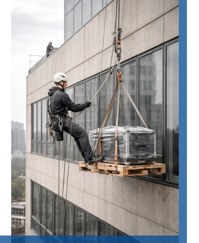 Спуск груза по фасаду в Усинске от 3583 р. | ВЫСОТНИК-Снс