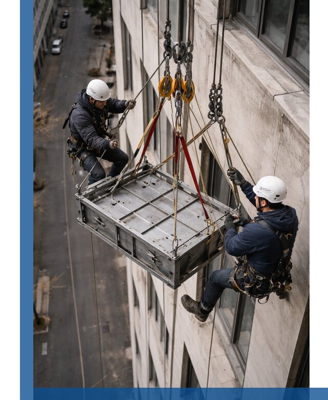 Спуск и подъем грузов по фасаду в Усинске для зданий