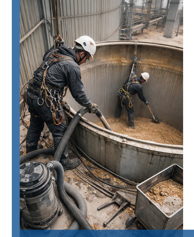 Профессиональная чистка зерновых бункеров в Усинске с выездом