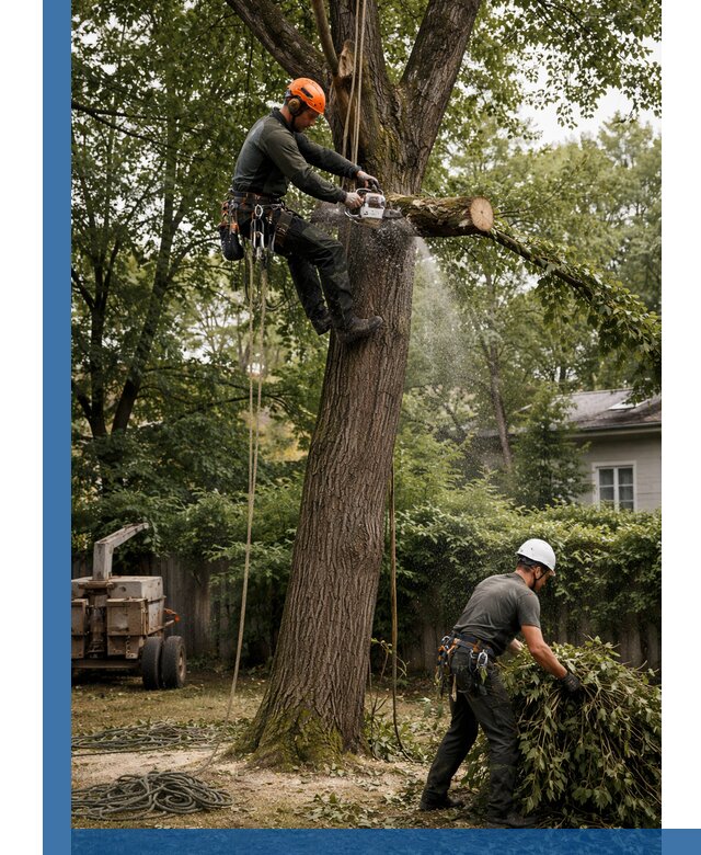 Кронирование деревьев в Усинске, безопасная высотная обрезка