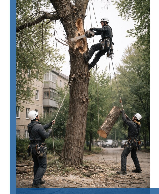 Срочное удаление аварийных деревьев в Усинске с гарантией безопасности
