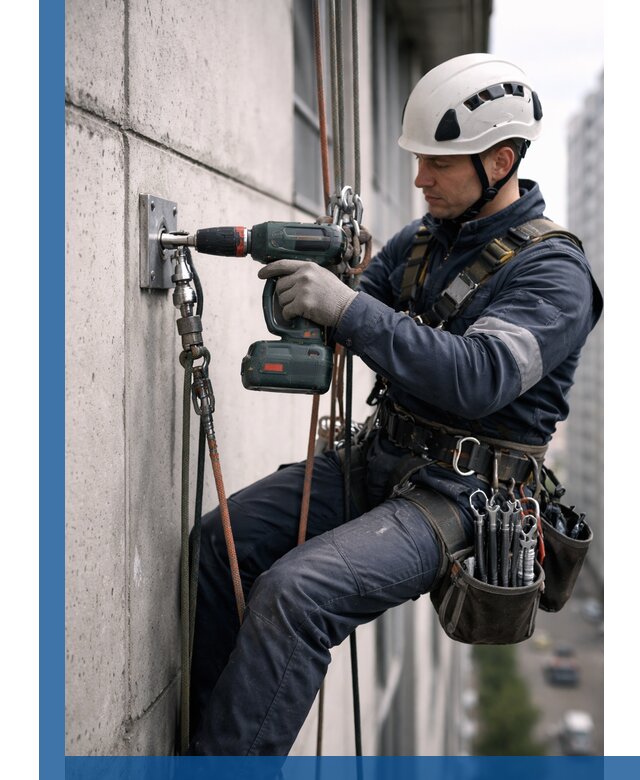 Установка анкерных точек для высотных работ в Усинске