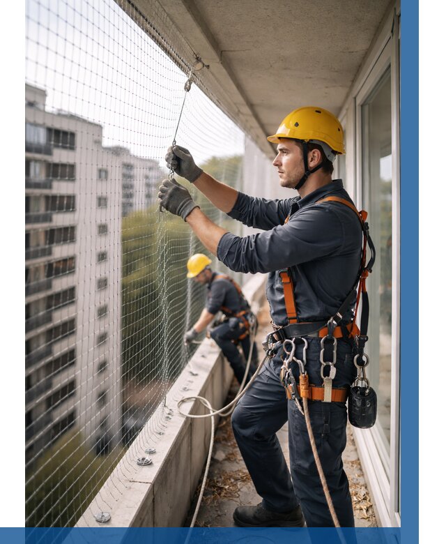 Монтаж сетки от птиц в Усинске от 4607 р. | ВЫСОТНИК-Снс