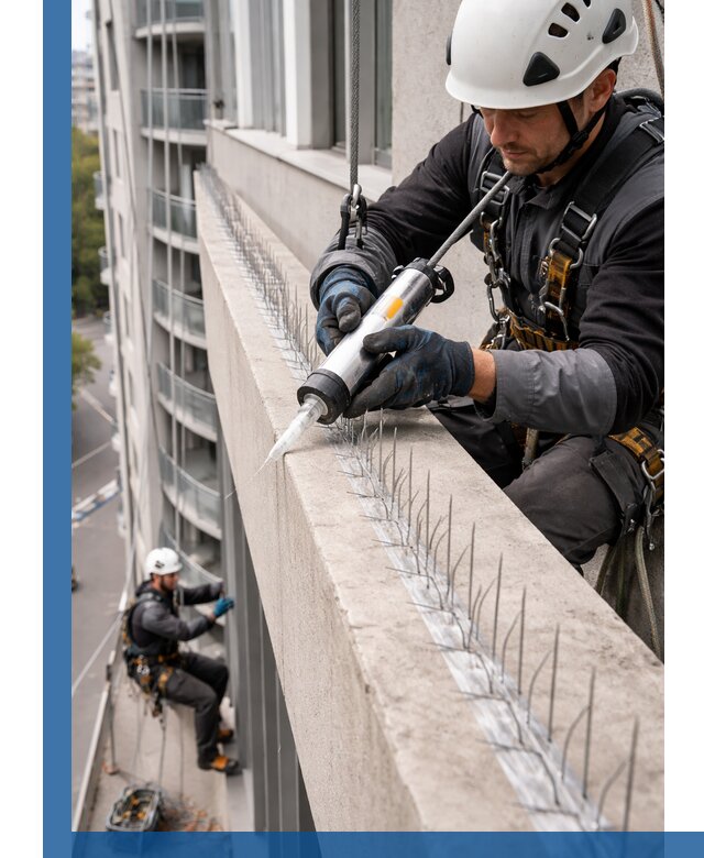 Установка шипов от птиц на фасадах и кровлях в Усинске